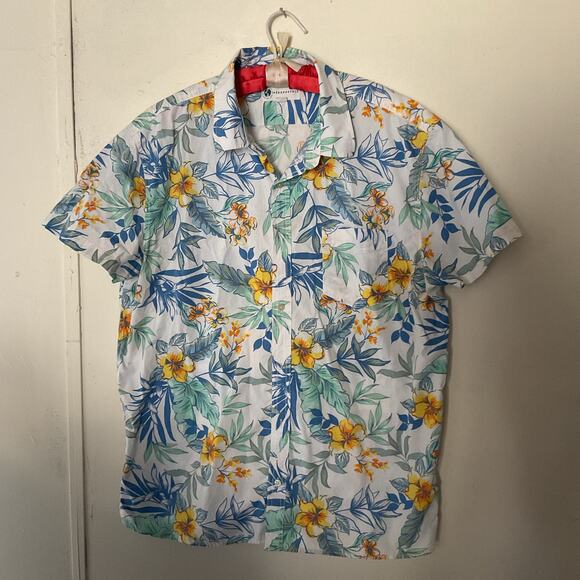 Aeropostale Men’s Hawaiian Shirt XL White Floral Button-Up Summer Vacation - Picture 1 of 5